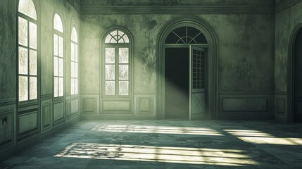 Fototapeta premium Sunlit Gallery with Artistic Background and Natural Light