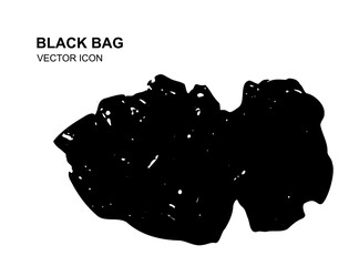 Garbage Bag Icon, Trash Package, Plastic Bin Bags, Black Polyethylene Waste Container