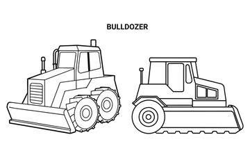 Naklejka premium Customizable Bulldozer Outline Vector Illustration