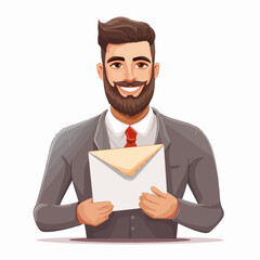 Businessman holding envelope vector illustration for professional presentations