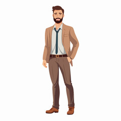 Professional cartoon character avatar for men wearing casual fashion clothes