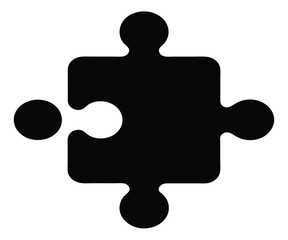 Black Jigsaw Puzzle Piece Silhouette Image