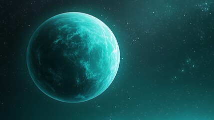 Fototapeta premium Stunning Teal Planet Digitally Painted in a Futuristic Style. AI Generated