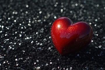 Obraz premium Red Heart on Black Background