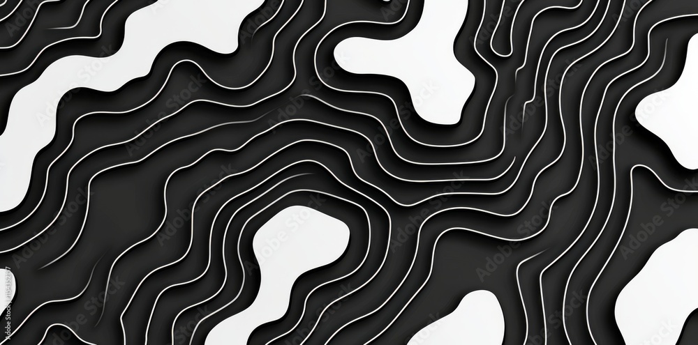 Poster contour map highlighting abstract land relief. patterns from topographic maps. abstract background w