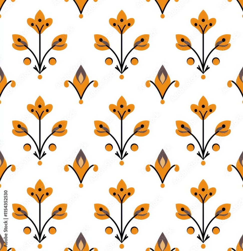 Poster an abstract modern pattern with a repeating golden geometric design and diagonal dotted lines.
