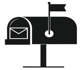 Black Silhouette Mailbox Flag Raised Up