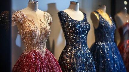 Glamorous cocktail dresses with intricate beadwork, perfect for evening events