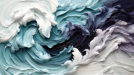 Abstract Swirling Ocean Waves in Cool Tones