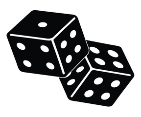 Black Silhouette Dice Six Gambling Game