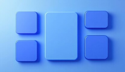 Abstract blue square and rectangular shapes on blue background.