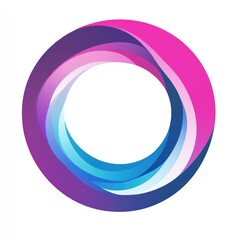 Abstract circular design with vibrant pink, purple, and blue gradients.