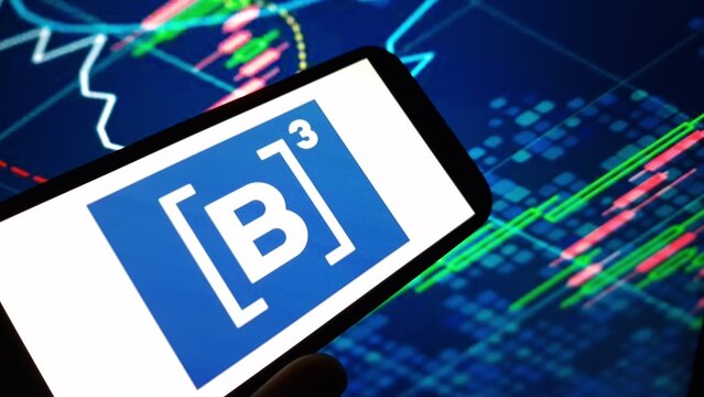 Konskie, Poland - December 24, 2024: B3 company logo displayed on mobile phone