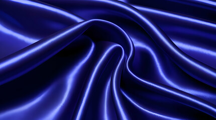 Obraz premium Dark blue satin fabric with smooth folds and shiny highlights