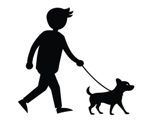 Silhouette Person Walking Dog at Night