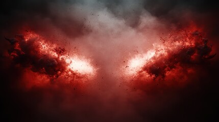 An image showcasing booming clouds with thunderous red and white hues, this portrays powerful forces and chaos in a visually captivating fusion of energy and fury.