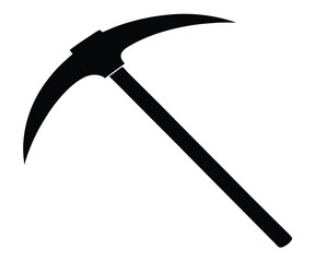 Black Silhouette Pickaxe Wooden Handle Tool
