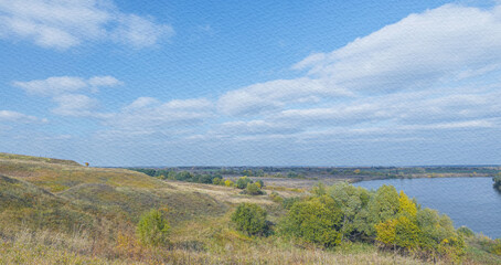 Beautiful landscape with a blue sky and a body of water