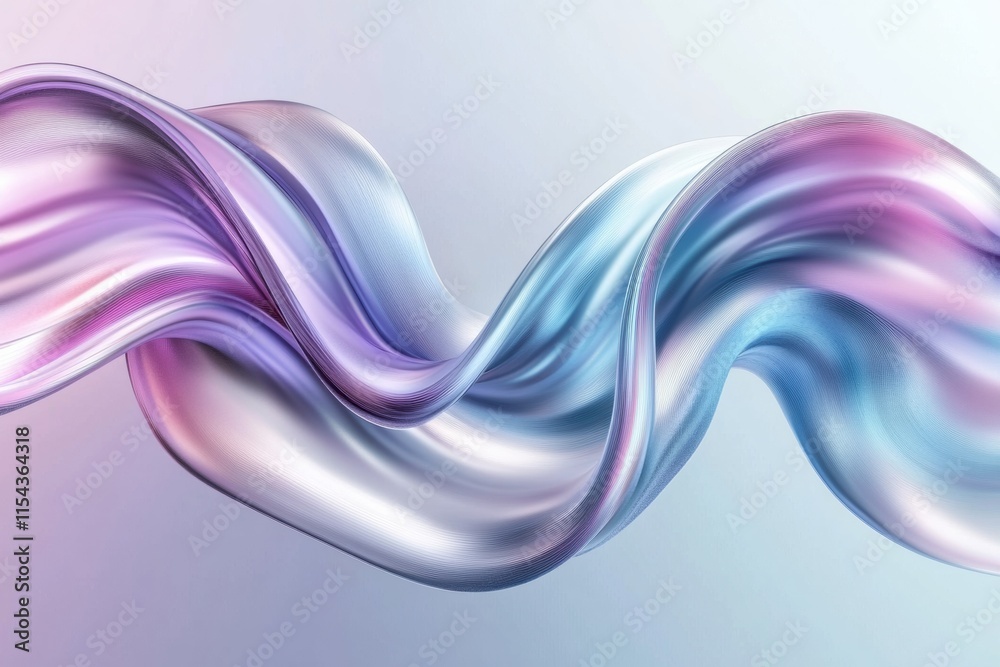 Aufkleber Flowing abstract 3D design in soft pastel colors creating a sense of movement and depth in a digital environment. Generative AI