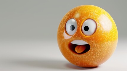 3D emoji close-up with a slight angle view, emphasizing realistic details and shading on a white surface