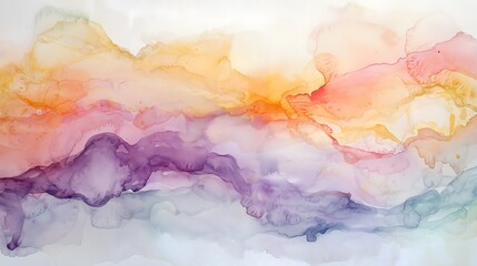 Soft Sunset Watercolor Abstract with Pastel and Purple Tones