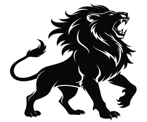 Black Silhouette Lion Roaring Standing Proud