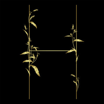 golden letter h with floral accents clip art preview