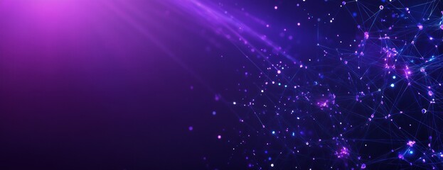 Obraz premium Abstract purple background with glowing particles and lines.