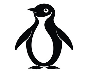 Silhouette Penguin Standing Upright Vector Graphic
