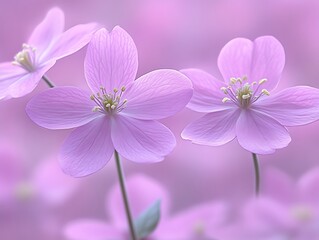 Fototapeta premium Delicate Pale Pink Flowers Bloom Softly