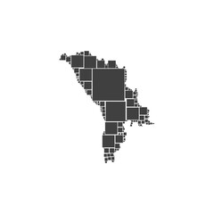 Moldova map made of squares. Geometric map of Moldova designed with golden ratio