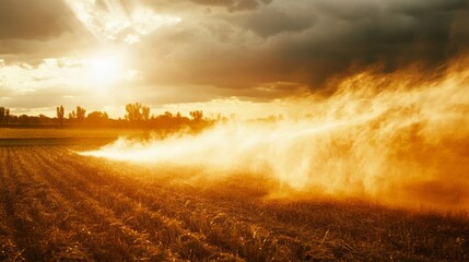 Fototapeta premium Golden Harvest Under Dramatic Sky