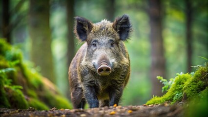 Wild boar, powerful and rugged in nature.