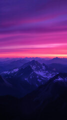 Majestic Mountain Sunrise Purple Sky, Cloud Sea, Rock Face