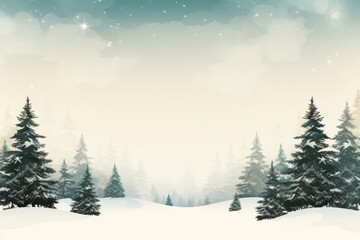 Fototapeta premium Festive winter forest scene with elegant white space for holiday greetings and messages