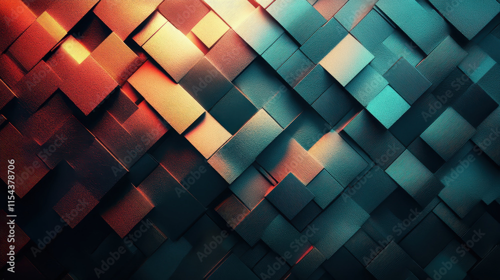 Poster abstract geometric background with colorful overlapping squares and lines for modern design concepts