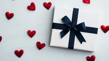 Valentine's Day Romantic Gift Box with Red Hearts Valentines Day Present