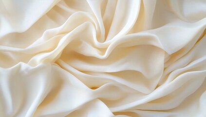 Obraz premium Soft, flowing cream-colored fabric with elegant drapes and folds.