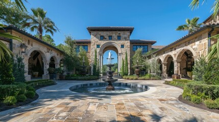 Fototapeta premium luxury home entrance with beautiful flowers