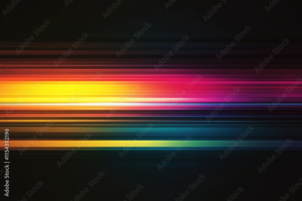 Poster Colorful abstract light streaks creating a vibrant visual display on dark background. Generative AI