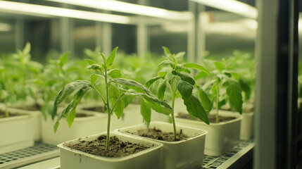 Fototapeta premium Scientist examining vegetables bio lab