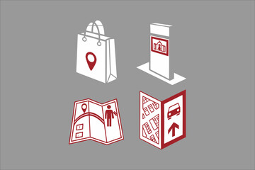 Shopping Mall and Public Icons Set