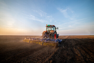 Tractor working in the field