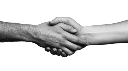 Closeup of two hands shaking in agreement. transparent background