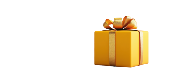 Colorful gift box with a shiny ribbon. transparent background