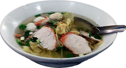 isolate bowl of dumpling soup on white background