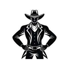 Bold Cowboy Silhouette Standing in Classic Western Attire