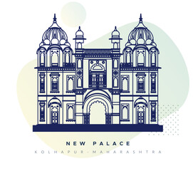 Obraz premium New Palace Kolhapur - Maharashtra - Stock Illustration