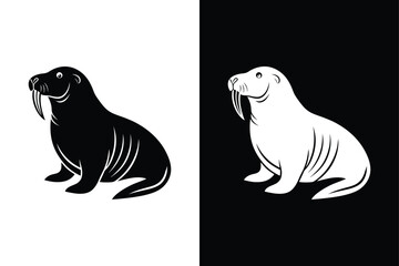 Walrus icon vector on White Background ,Vector Art Illustration on white background.