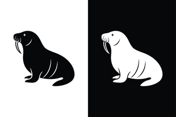 Walrus icon vector on White Background ,Vector Art Illustration on white background.